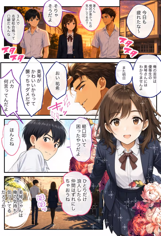 告白する日に、好きな子が親友の中出しで汚れた〜混ざれたのに勃たなかった俺のBSS寝取られ〜【モザイク版】（単話） hitomiエロ漫画raw サンプル画像002