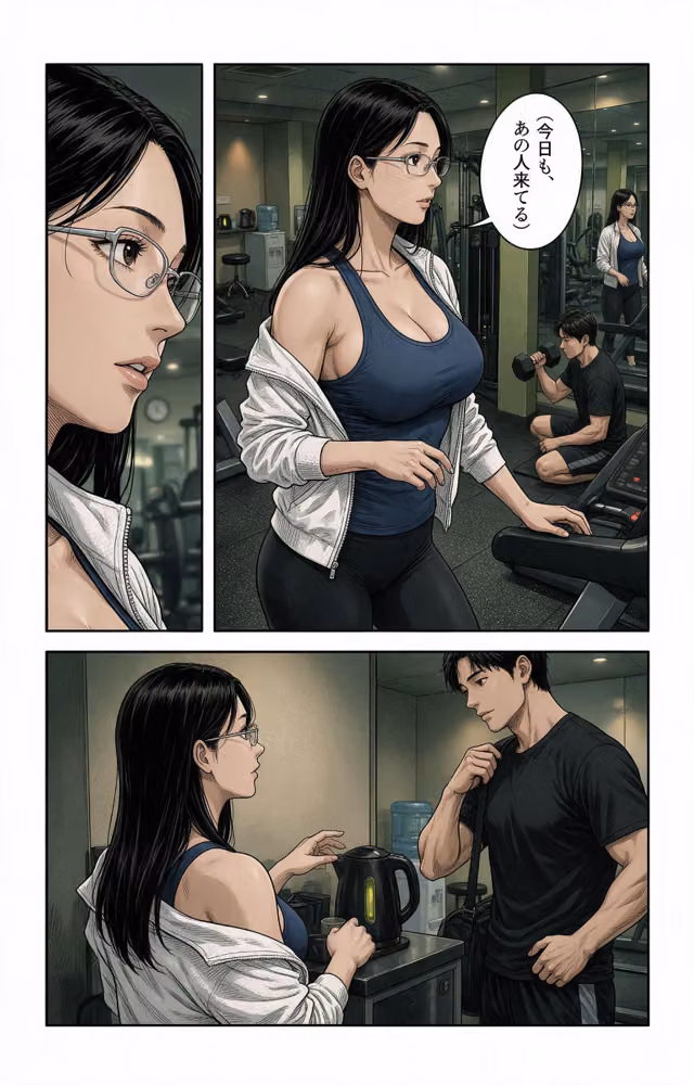 無防備すぎる巨乳ジムのお姉さんに給湯室で呼び止められたら上に跨がられて搾られた話【モザイク版】（単話） hitomiエロ漫画raw サンプル画像002