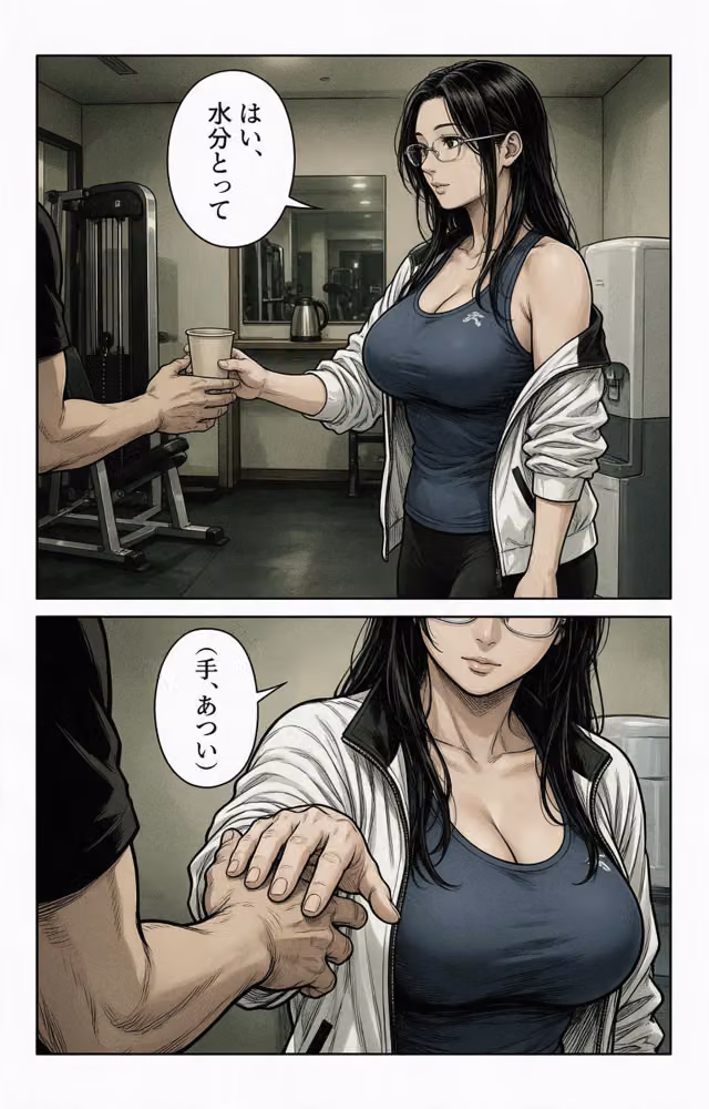 無防備すぎる巨乳ジムのお姉さんに給湯室で呼び止められたら上に跨がられて搾られた話【モザイク版】（単話） hitomiエロ漫画raw サンプル画像006