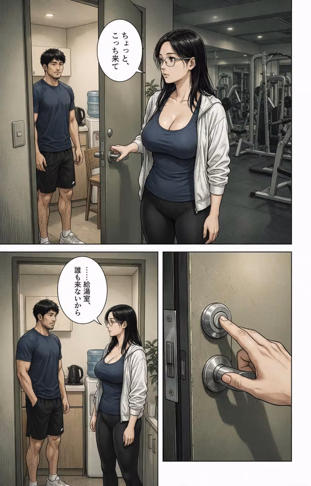 無防備すぎる巨乳ジムのお姉さんに給湯室で呼び止められたら上に跨がられて搾られた話【モザイク版】（単話） hitomiエロ漫画raw サンプル画像009