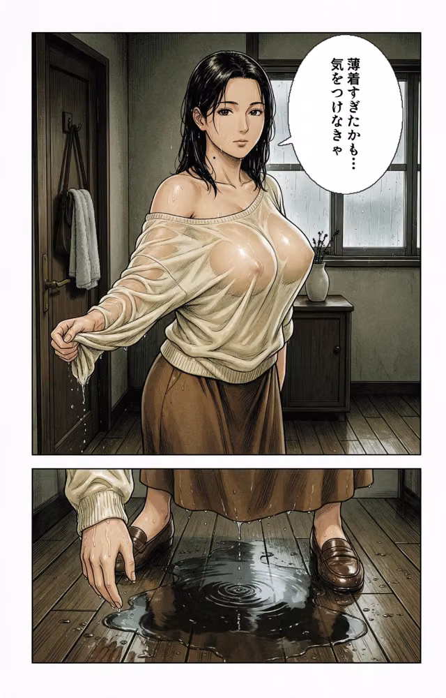 真面目一筋だったはずのノーブラ家庭教師のお姉さんを土砂降りの雨宿りで匿ったら我慢できずに求めてきた件【モザイク版】（単話） hitomiエロ漫画raw サンプル画像003