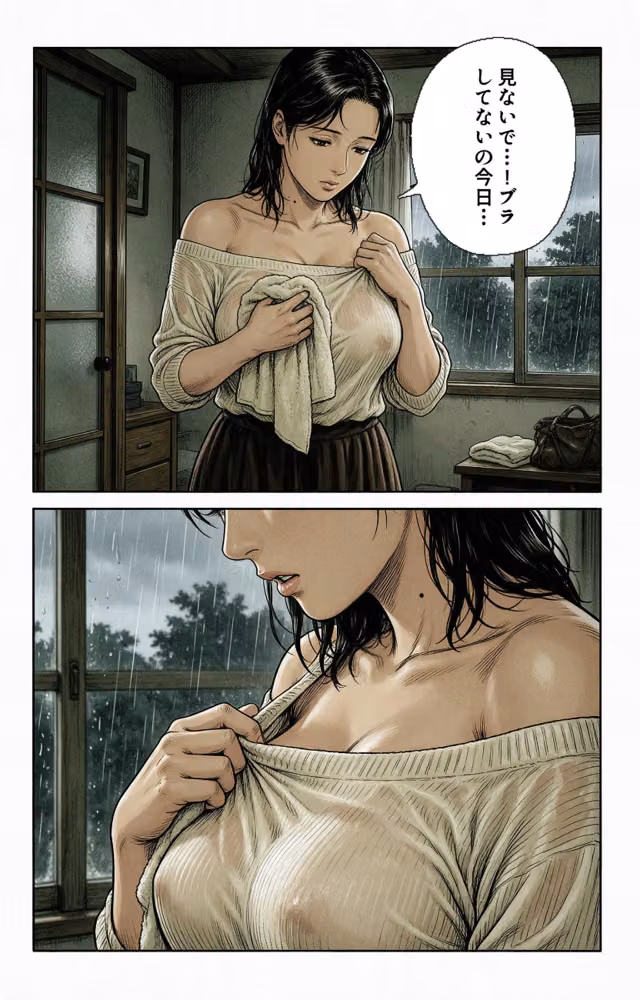 真面目一筋だったはずのノーブラ家庭教師のお姉さんを土砂降りの雨宿りで匿ったら我慢できずに求めてきた件【モザイク版】（単話） hitomiエロ漫画raw サンプル画像008