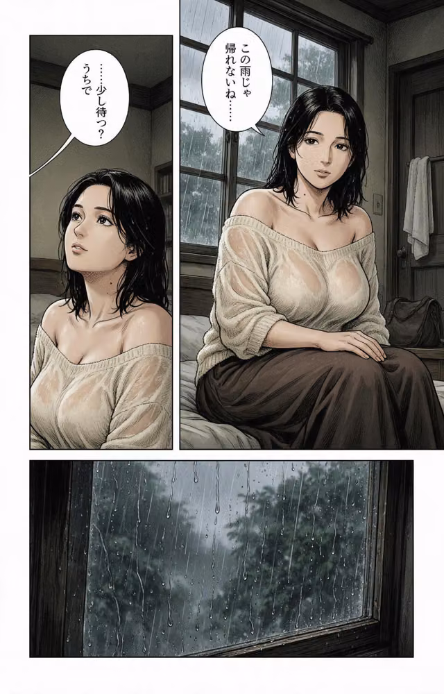 真面目一筋だったはずのノーブラ家庭教師のお姉さんを土砂降りの雨宿りで匿ったら我慢できずに求めてきた件【モザイク版】（単話） hitomiエロ漫画raw サンプル画像009