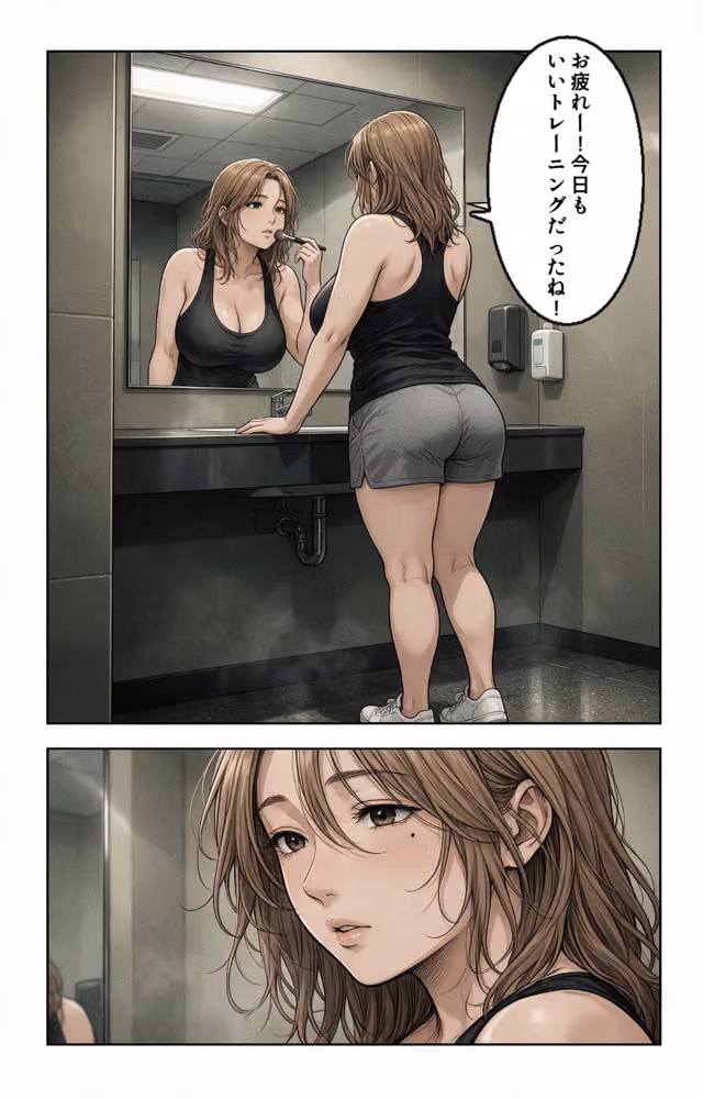 汗だくで火照ったタンクトップ姿のジムのお姉さんに残業で二人きりにされて押し倒されて生ハメされた話【モザイク版】（単話） hitomiエロ漫画raw サンプル画像004