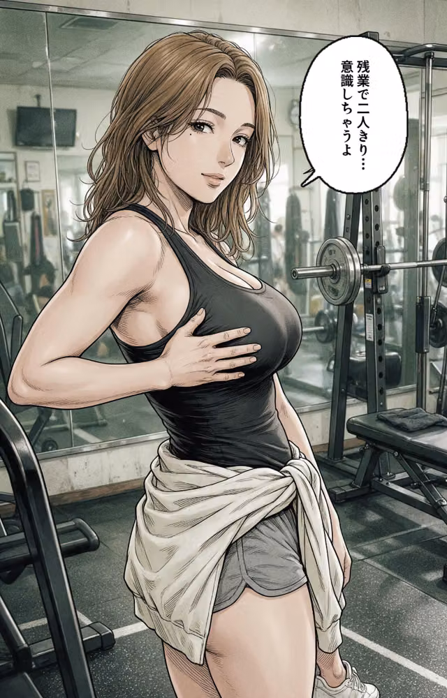 汗だくで火照ったタンクトップ姿のジムのお姉さんに残業で二人きりにされて押し倒されて生ハメされた話【モザイク版】（単話） hitomiエロ漫画raw サンプル画像007