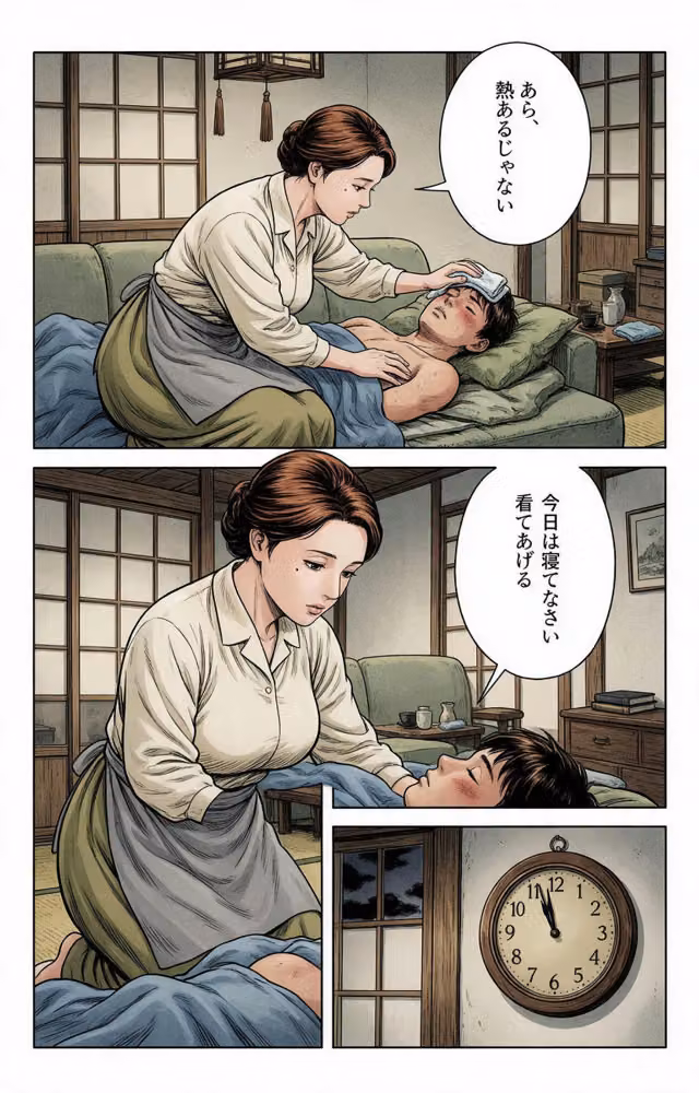 清楚だと思っていた爆乳恩師の奥さんに熱を出して看病されたら甘えたい盛りでベタベタだった話【モザイク版】（単話） hitomiエロ漫画raw サンプル画像009