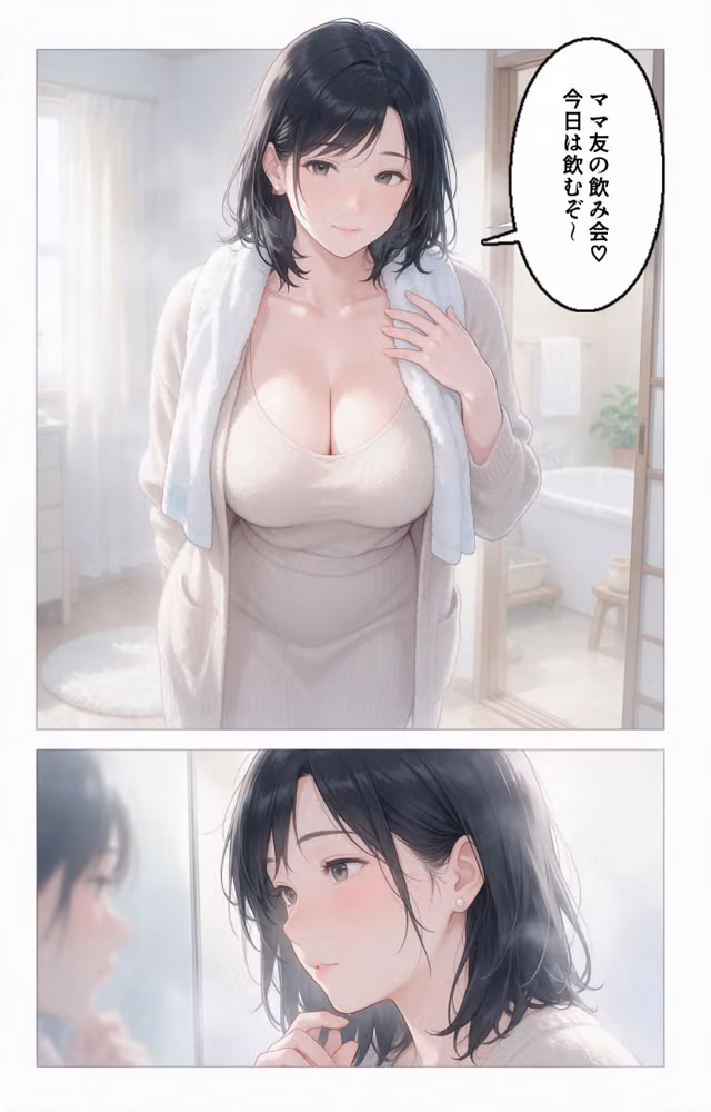 酔うと甘えてくる巨乳ママ友を酔い潰れたので介抱したら毎晩ねだられるようになった件【モザイク版】（単話） hitomiエロ漫画raw サンプル画像004