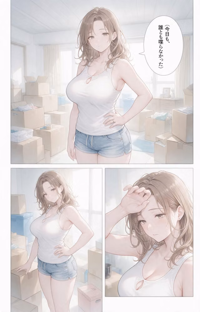 無防備すぎるタンクトップ姿の隣の奥さんの引っ越しを手伝ったら中出しHさせてくれた話【モザイク版】（単話） hitomiエロ漫画raw サンプル画像002