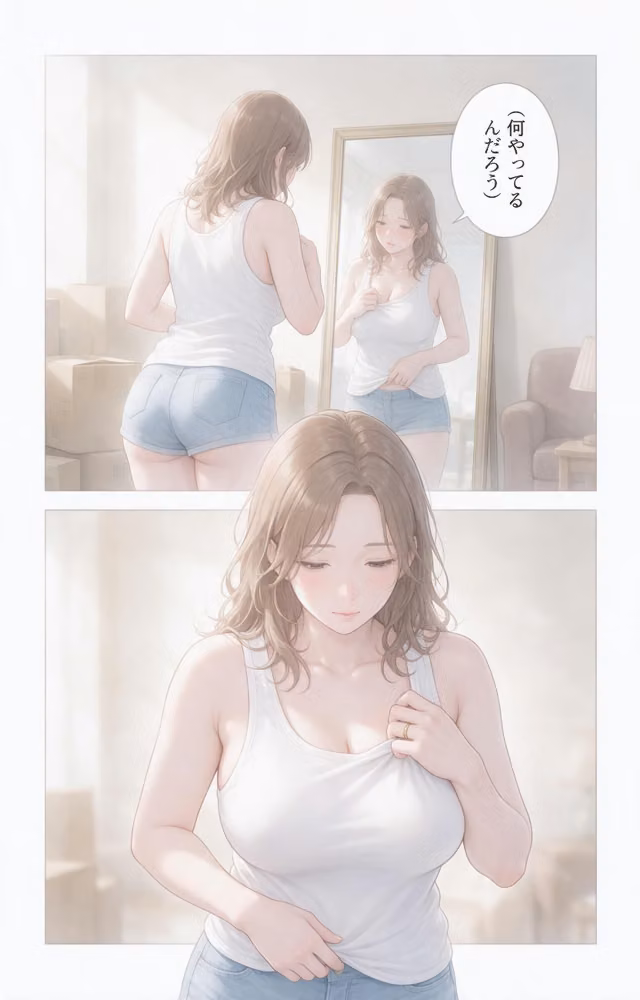 無防備すぎるタンクトップ姿の隣の奥さんの引っ越しを手伝ったら中出しHさせてくれた話【モザイク版】（単話） hitomiエロ漫画raw サンプル画像008