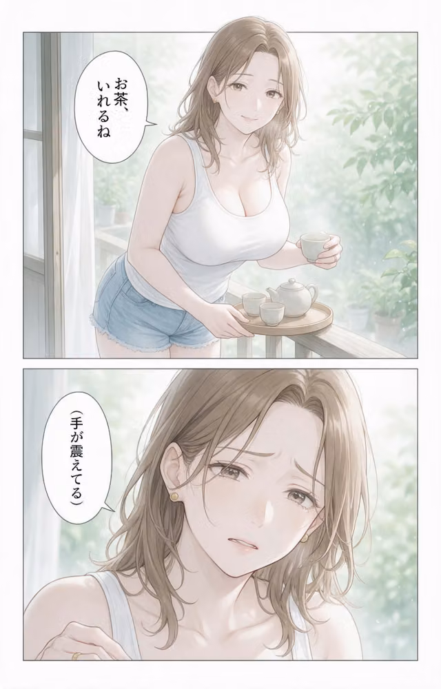 無防備すぎるタンクトップ姿の隣の奥さんの引っ越しを手伝ったら中出しHさせてくれた話【モザイク版】（単話） hitomiエロ漫画raw サンプル画像010