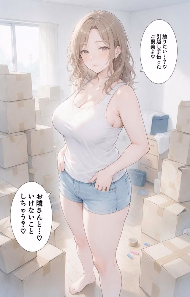 無防備すぎるタンクトップ姿の隣の奥さんの引っ越しを手伝ったら中出しHさせてくれた話【モザイク版】（単話） hitomiエロ漫画raw サンプル画像012