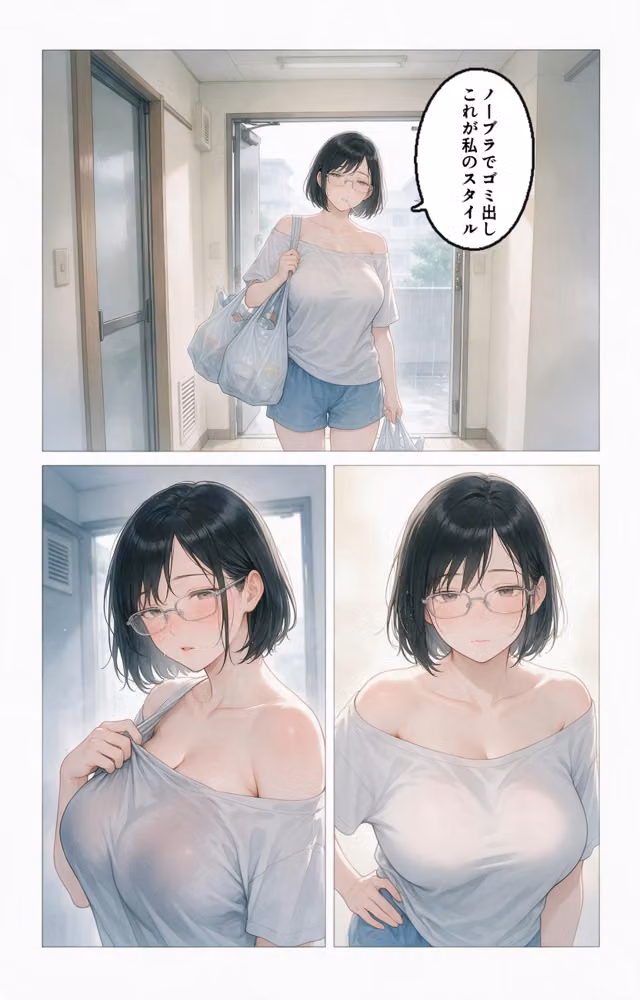濡れた服が張り付いたノーブラ隣の奥さんを土砂降りの雨宿りで匿ったら押し倒されて生ハメされた話【モザイク版】（単話） hitomiエロ漫画raw サンプル画像002