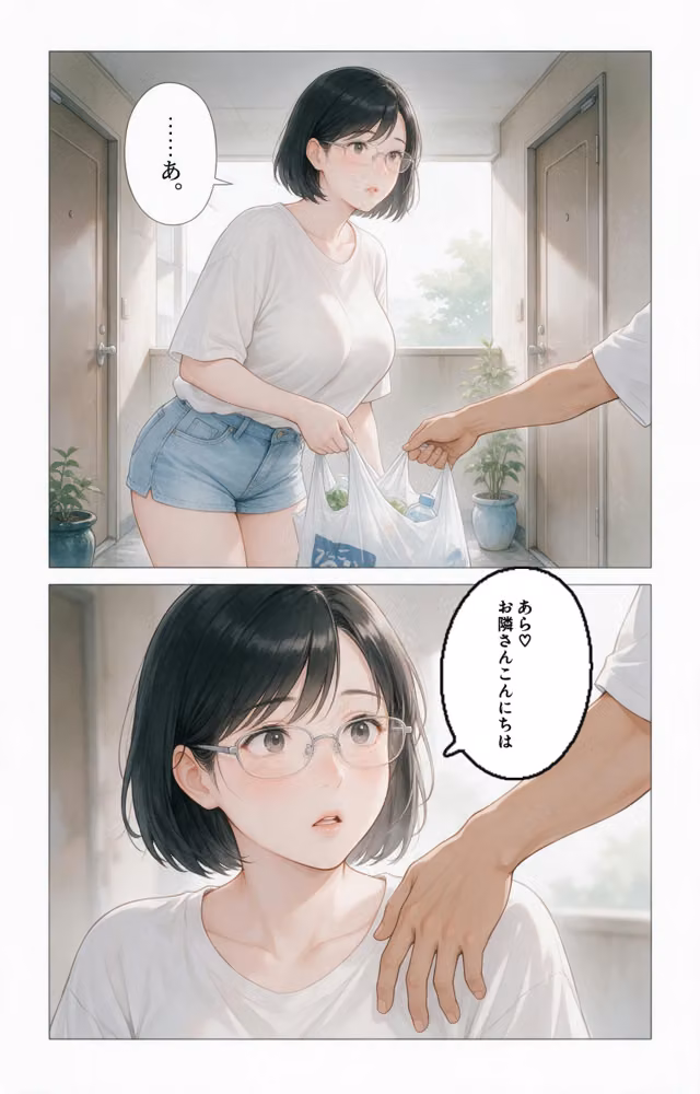 濡れた服が張り付いたノーブラ隣の奥さんを土砂降りの雨宿りで匿ったら押し倒されて生ハメされた話【モザイク版】（単話） hitomiエロ漫画raw サンプル画像005