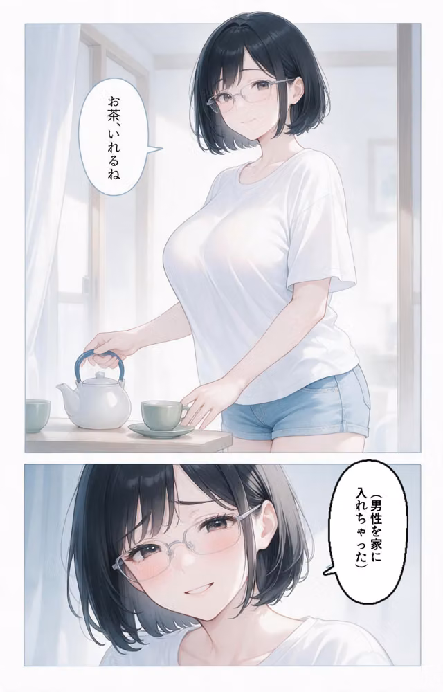 濡れた服が張り付いたノーブラ隣の奥さんを土砂降りの雨宿りで匿ったら押し倒されて生ハメされた話【モザイク版】（単話） hitomiエロ漫画raw サンプル画像010