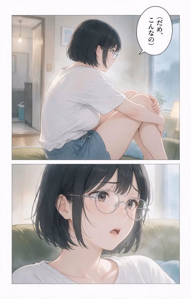 濡れた服が張り付いたノーブラ隣の奥さんを土砂降りの雨宿りで匿ったら押し倒されて生ハメされた話【モザイク版】（単話） hitomiエロ漫画raw サンプル画像011