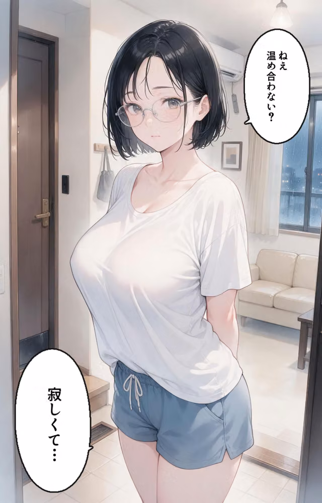 濡れた服が張り付いたノーブラ隣の奥さんを土砂降りの雨宿りで匿ったら押し倒されて生ハメされた話【モザイク版】（単話） hitomiエロ漫画raw サンプル画像012