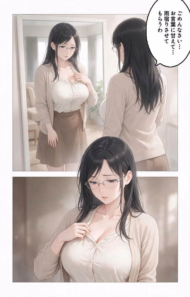 清楚だと思っていた巨乳人妻大家を土砂降りの雨宿りで匿ったら欲求不満でビッチビチだった話【モザイク版】（単話） hitomiエロ漫画raw サンプル画像008