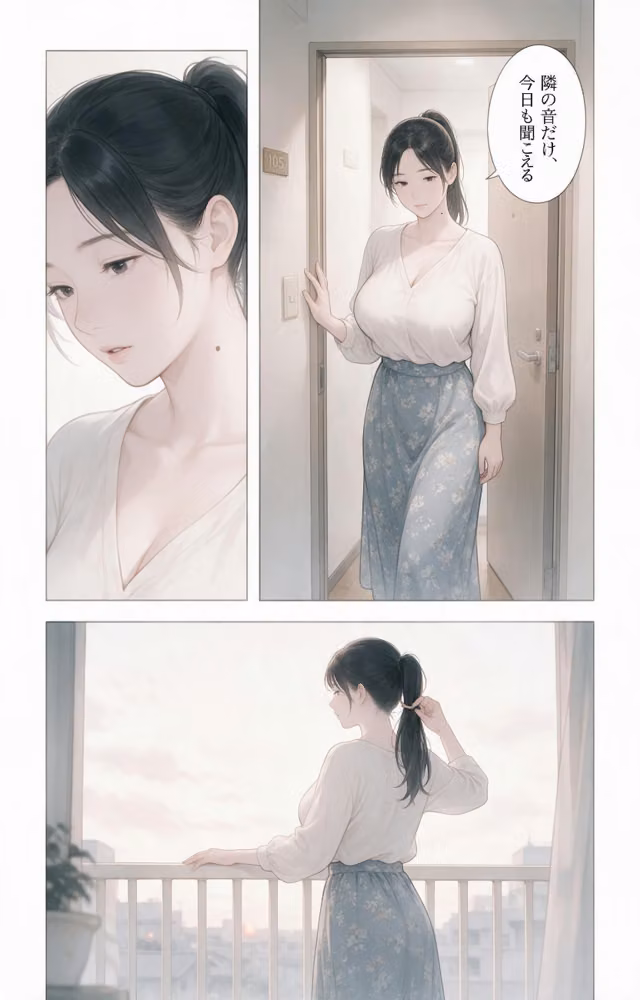 欲求不満な爆乳隣の奥さんを玄関先で抱きとめたら我慢できずに求めてきた話【モザイク版】（単話） hitomiエロ漫画raw サンプル画像002