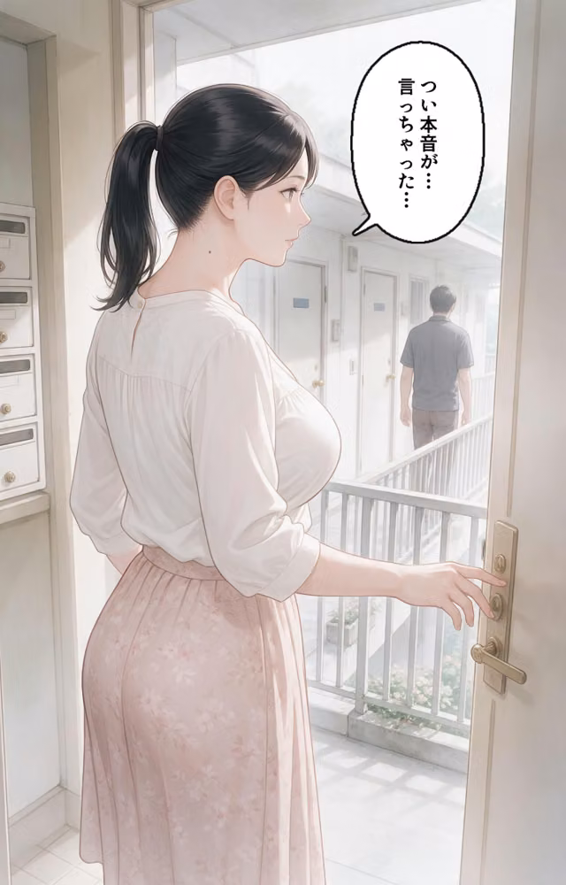 欲求不満な爆乳隣の奥さんを玄関先で抱きとめたら我慢できずに求めてきた話【モザイク版】（単話） hitomiエロ漫画raw サンプル画像007