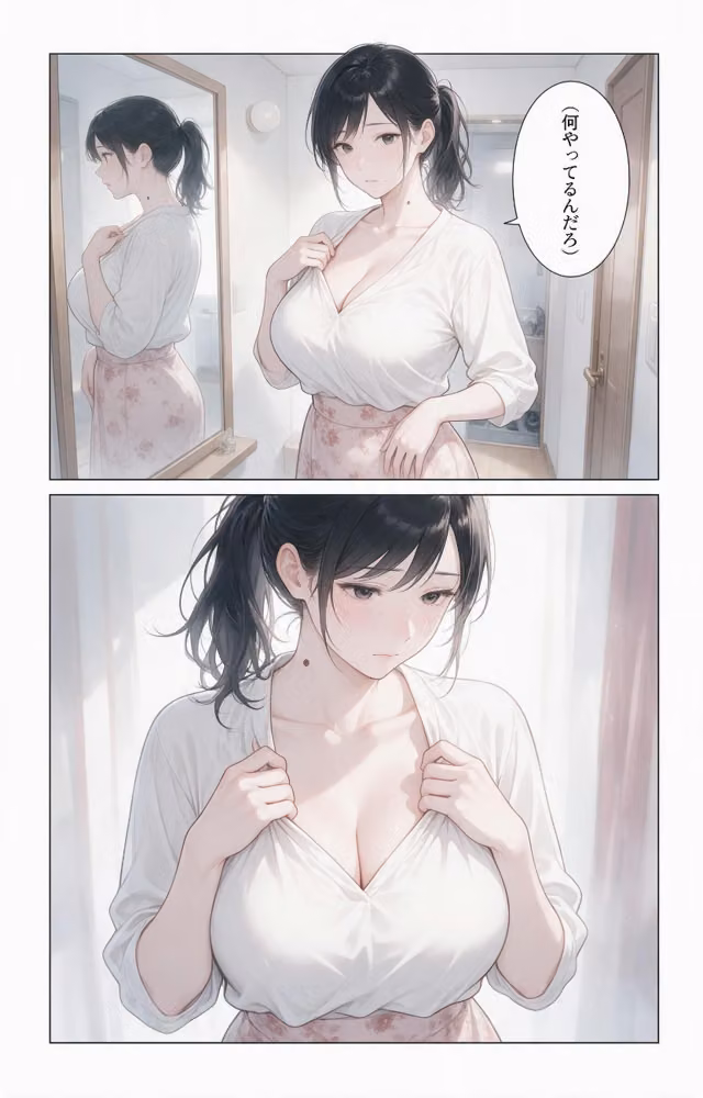 欲求不満な爆乳隣の奥さんを玄関先で抱きとめたら我慢できずに求めてきた話【モザイク版】（単話） hitomiエロ漫画raw サンプル画像008