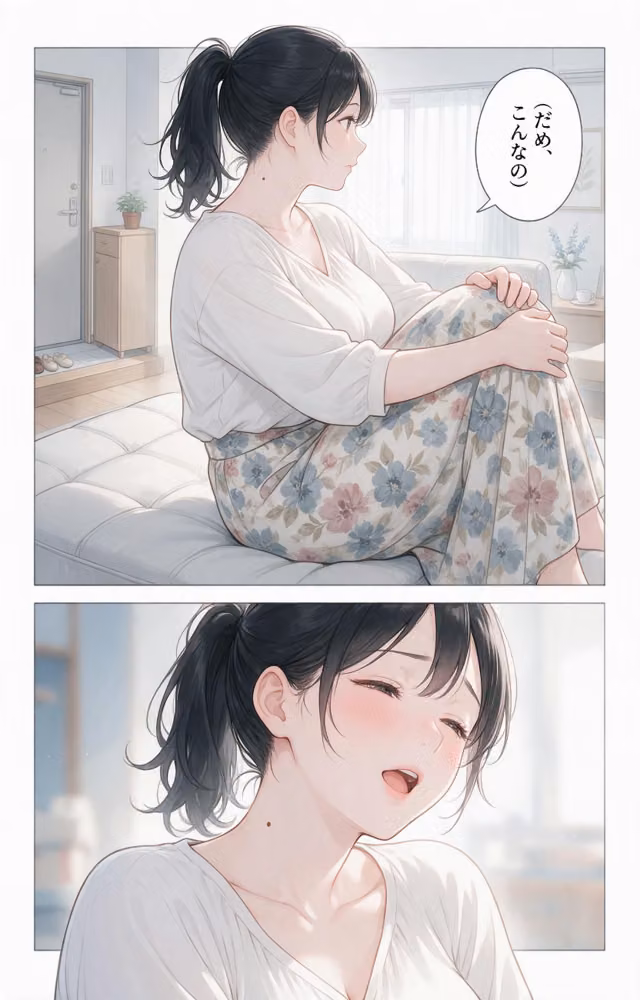 欲求不満な爆乳隣の奥さんを玄関先で抱きとめたら我慢できずに求めてきた話【モザイク版】（単話） hitomiエロ漫画raw サンプル画像011