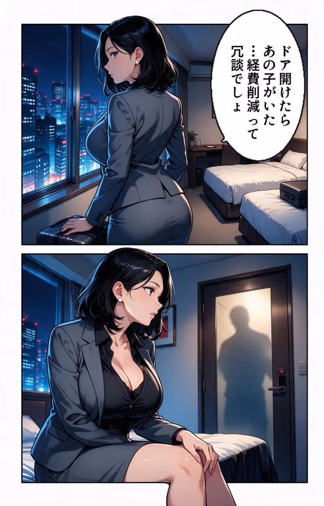 塩対応だったおっぱいの大きい女上司と出張先で相部屋になって上に跨がられて搾られた話【モザイク版】（単話） hitomiエロ漫画raw サンプル画像003
