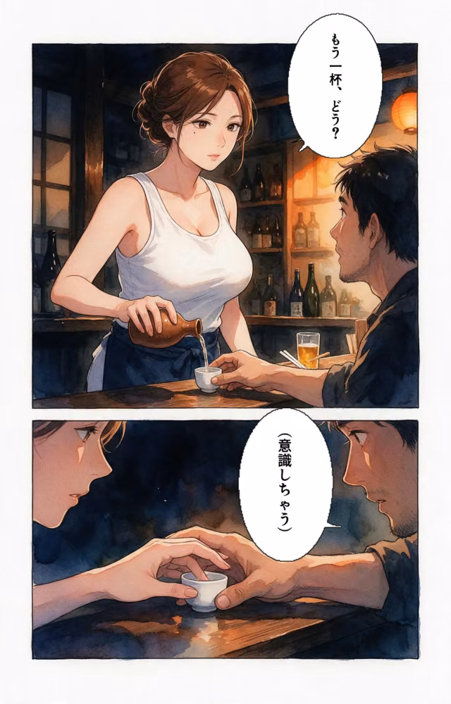 風呂上がりで火照ったタンクトップ姿の居酒屋の女将さんと風呂場で鉢合わせたら中出しHさせてくれた話【モザイク版】（単話） hitomiエロ漫画raw サンプル画像006