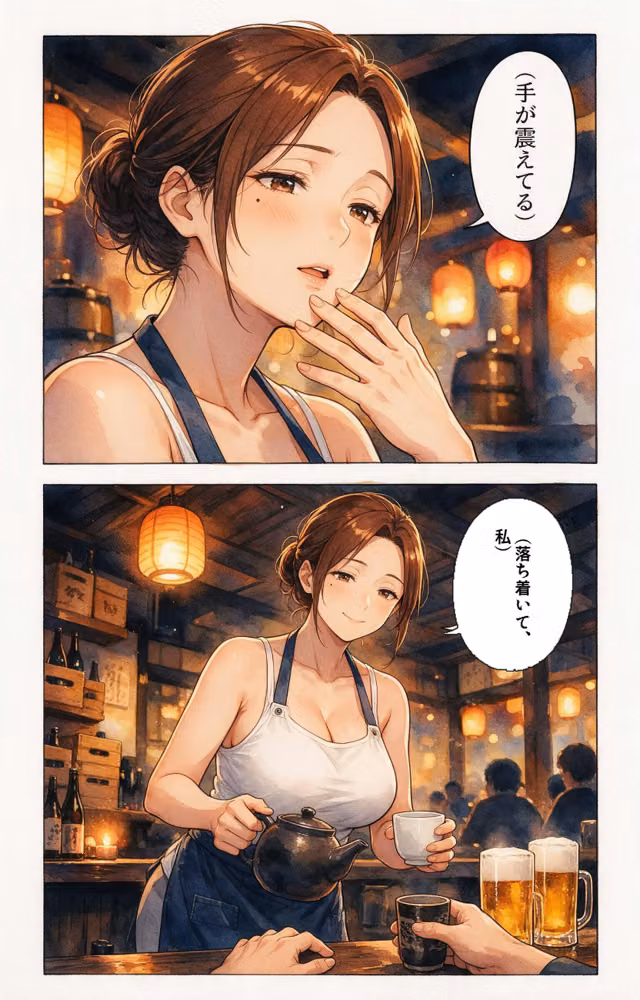 風呂上がりで火照ったタンクトップ姿の居酒屋の女将さんと風呂場で鉢合わせたら中出しHさせてくれた話【モザイク版】（単話） hitomiエロ漫画raw サンプル画像010