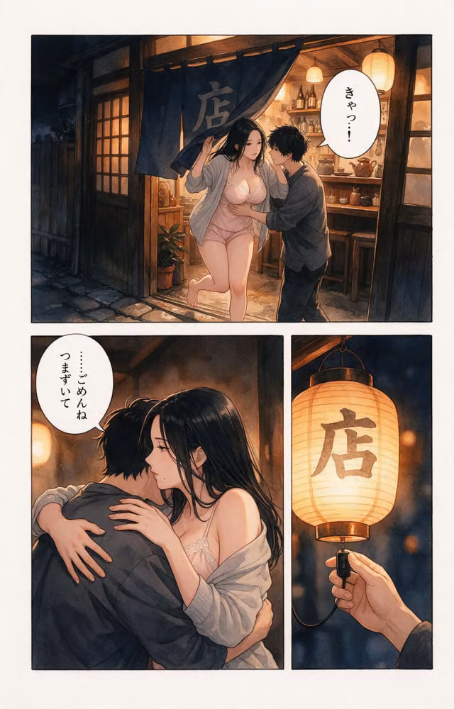 欲求不満なおっぱいの大きい居酒屋の女将さんを玄関先で抱きとめたら腰が抜けるまでハメられた件【モザイク版】（単話） hitomiエロ漫画raw サンプル画像009