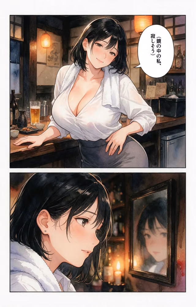 寂しがりな巨乳居酒屋の女将さんを酔い潰れたので介抱したら無言で咥えられた話【モザイク版】（単話） hitomiエロ漫画raw サンプル画像004