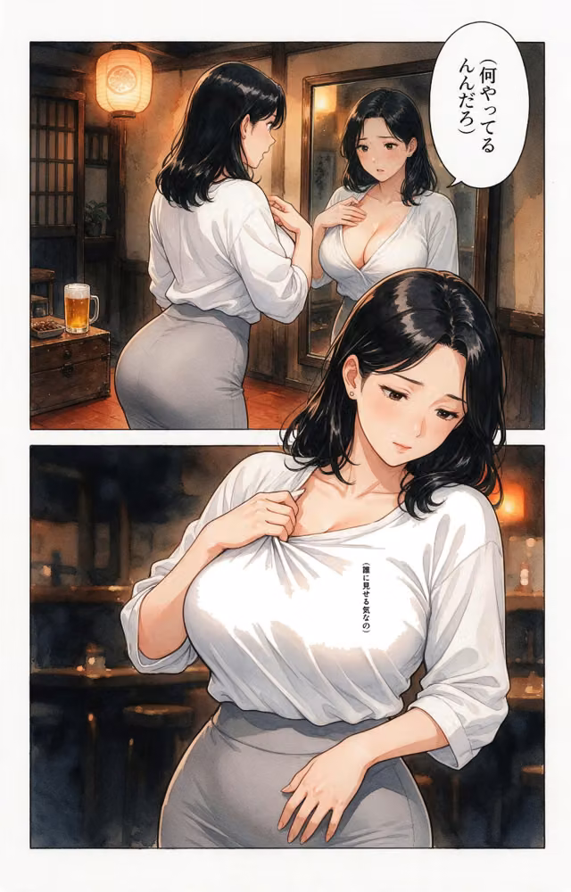 寂しがりな巨乳居酒屋の女将さんを酔い潰れたので介抱したら無言で咥えられた話【モザイク版】（単話） hitomiエロ漫画raw サンプル画像008