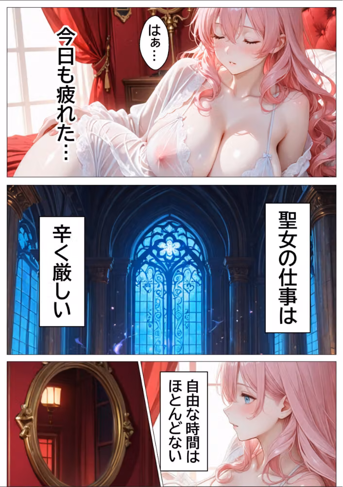 聖女の禁断オナニー〜鏡の声に誘惑され魔道具で純潔崩壊〜【白抜き修正版】 hitomiエロ漫画raw サンプル画像006