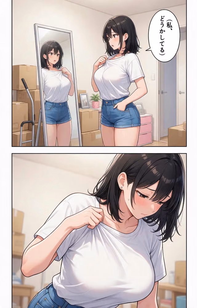 お堅いと思ってた爆乳妹の友達の引っ越しを手伝ったら上に跨がられて搾られた話【モザイク版】（単話） hitomiエロ漫画raw サンプル画像008
