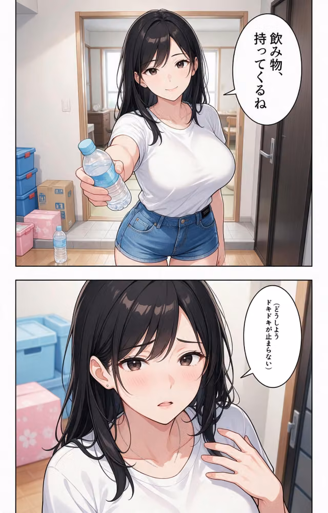 お堅いと思ってた爆乳妹の友達の引っ越しを手伝ったら上に跨がられて搾られた話【モザイク版】（単話） hitomiエロ漫画raw サンプル画像010