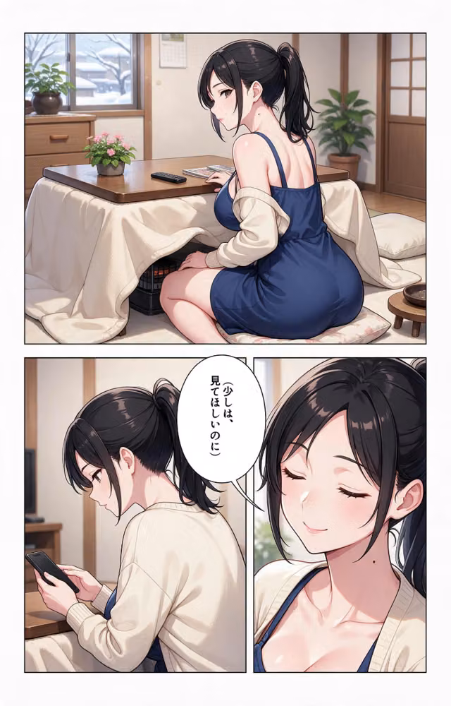 甘え上手な爆乳義妹と炬燵で足が触れたら甘えたい盛りでベタベタだった話【モザイク版】（単話） hitomiエロ漫画raw サンプル画像002