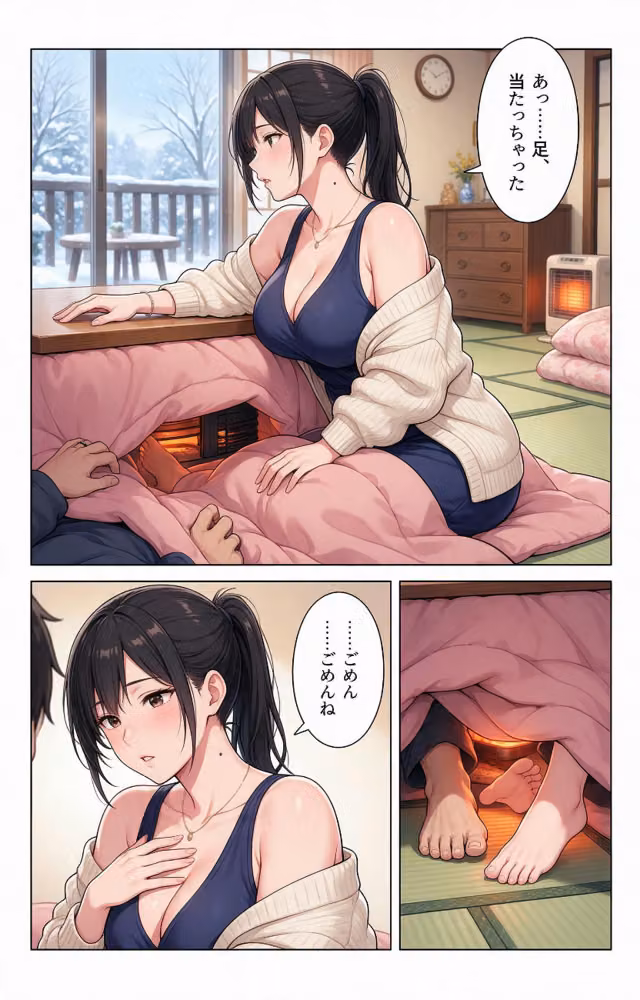 甘え上手な爆乳義妹と炬燵で足が触れたら甘えたい盛りでベタベタだった話【モザイク版】（単話） hitomiエロ漫画raw サンプル画像009