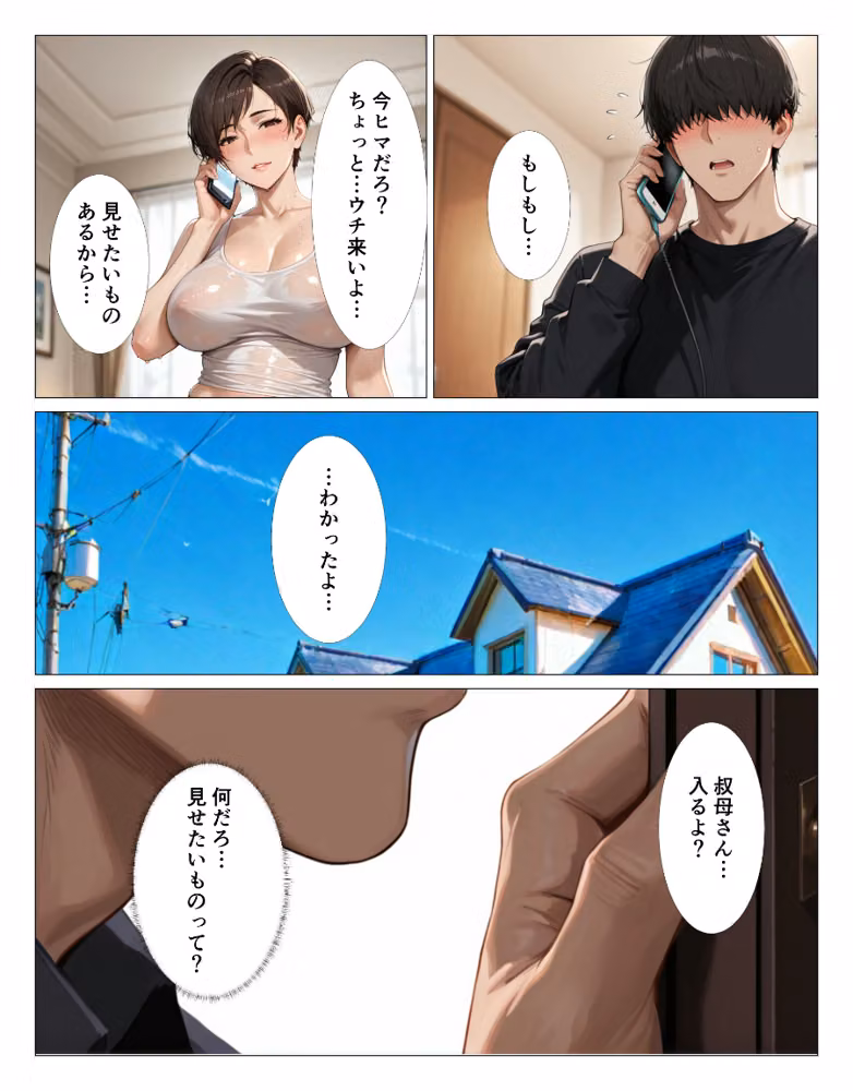 汗でピタピタになったタンクトップ越しに叔母さんの爆乳揉んだら中出しHさせてくれた【白抜き修正版】 hitomiエロ漫画raw サンプル画像002